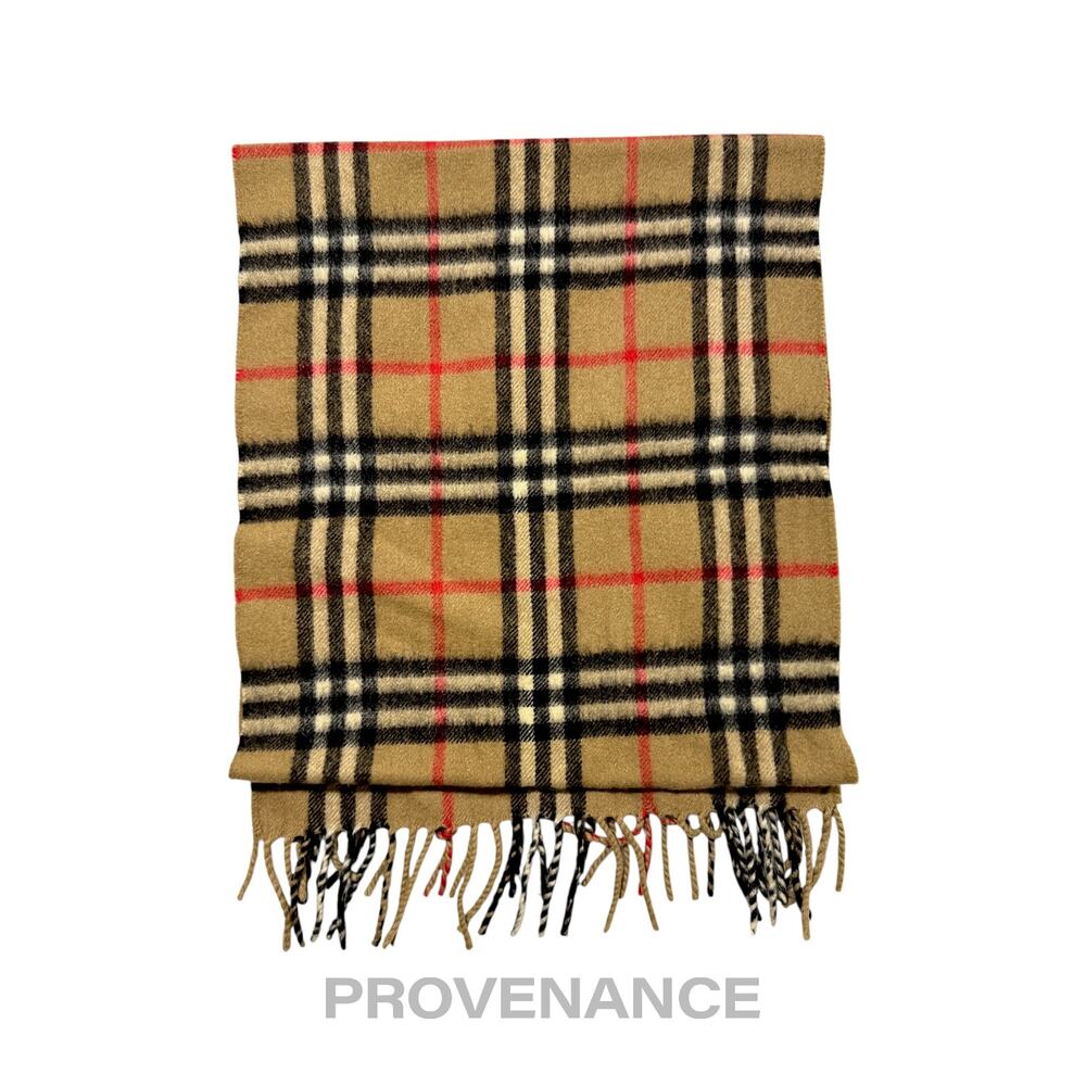 🔴 Vintage Burberrys Scarf Nova Check 100% Cashmere Camel - Picture 2 of 6